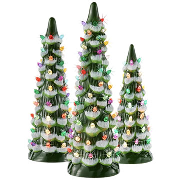 3 ceramic christmas trees